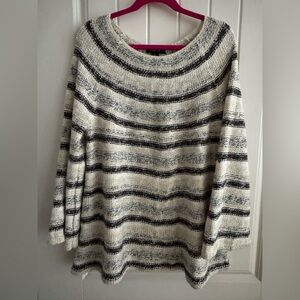 Style & Co. Cream and Black Striped Sweater